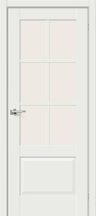 Межкомнатная дверь эмалит Bravo Прима-13.0.1, остекленная, White Matt