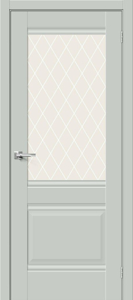 Межкомнатная дверь эмалит Bravo Прима-3, остекленная, Grey Matt 900x2000