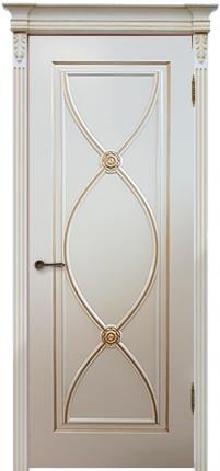 Межкомнатная дверь Фламенко, глухая, RAL9001, патина золото