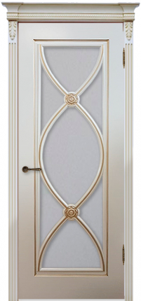 Межкомнатная дверь Фламенко, остекленная, RAL9001, патина золото
