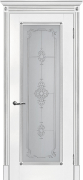 Межкомнатная дверь Флоренция-1, остекленная, белый, патина серебро