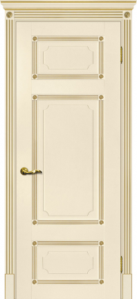 Межкомнатная дверь экошпон Мариам Флоренция-3, глухая, магнолия, патина золото