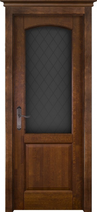 Межкомнатная дверь из массива ольхи Фоборг, остеклённая, античный орех 900x2000
