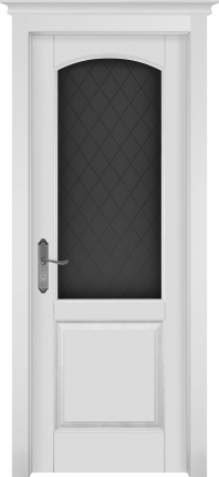 Межкомнатная дверь из массива ольхи Фоборг, остеклённая, эмаль белая 900x2000