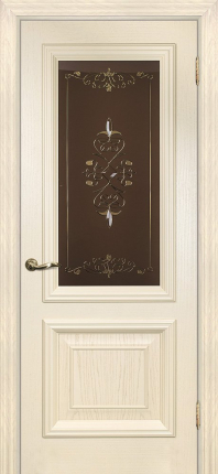 Межкомнатная дверь шпон Текона ФРЕЙМ 08, остеклённая, дуб сливочный
