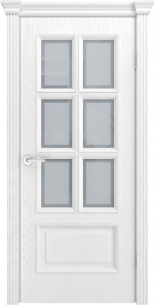 Межкомнатная дверь шпон Текона ФРЕЙМ 10, остеклённая, ясень белоснежный 900x2000