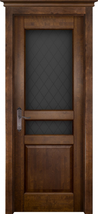 Межкомнатная дверь из массива ольхи Гармония, остеклённая, античный орех
