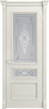 Межкомнатная дверь шпон Luxor Гера 2, остеклённая, Дуб RAL 9010