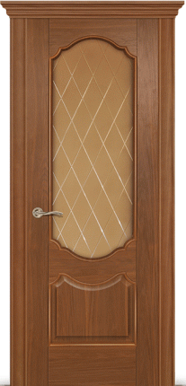 Межкомнатная дверь шпонированная Ситидорс Гиацинт, остеклённая, американский орех