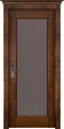Межкомнатная дверь из массива ольхи М4, остекленная, античный орех 900x2000