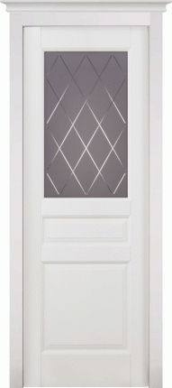 Межкомнатная дверь из массива ольхи Валенсия, остеклённая, белая эмаль 900x2000
