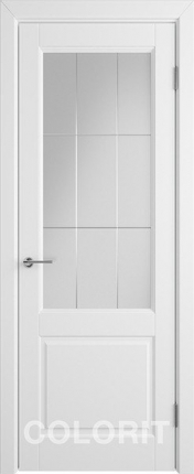Межкомнатная дверь К-1, остекленная, белый 900x2000