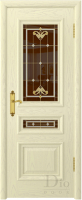 Межкомнатная дверь Кардинал - 2 багет каприз, остеклённая, ясень карамель патина золото