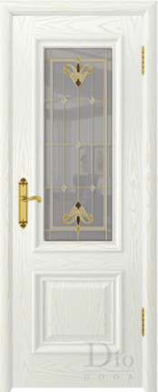 Межкомнатная дверь шпонированная DioDoor Кардинал багет каприз, остеклённая, ясень белый 900x2000