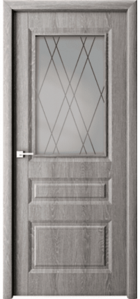 Межкомнатная дверь ПВХ Каскад, остеклённая, дуб филадельфия грей