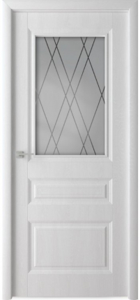 Межкомнатная дверь ПВХ Каскад, остеклённая, ясень белый