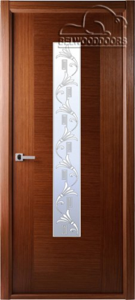 Межкомнатная дверь шпонированная Классика люкс, остеклённая, орех 900x2000