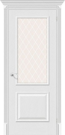 Межкомнатная дверь экошпон Bravo Классико-13, остекленная, Virgin, White Сrystal 900x2000