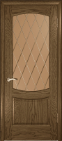 Межкомнатная дверь шпон Luxor Лаура 2, остеклённая, мореный дуб светлый