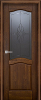 Межкомнатная дверь из массива ольхи Лео, остекленная, античный орех
