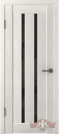 Межкомнатная дверь Line 2 black, остеклённая, беленый дуб