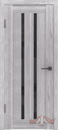 Межкомнатная дверь Line 2 black, остеклённая, серый дуб