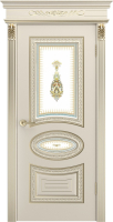 Межкомнатная дверь эмаль Шейл Дорс Лира В2 остекленная шампань патина белое золото