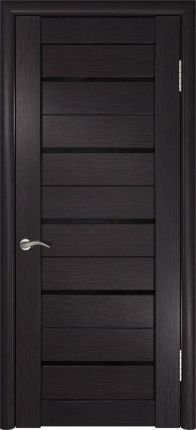 Межкомнатная дверь ЛУ-22, остеклённая, лакобель черное, венге