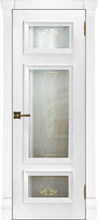 Шпонированная межкомнатная дверь Мадрид, остеклённая, perla