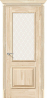 Межкомнатная дверь массив сосны Классико-13, остекленная, White Сrystal без отделки