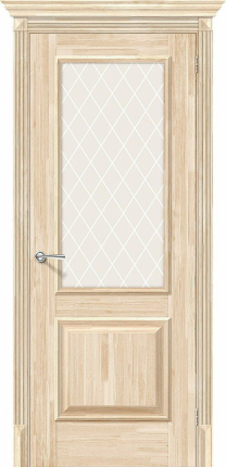 Межкомнатная дверь массив сосны Классико-13, остекленная, White Сrystal
