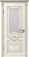 Межкомнатная дверь VFD Милана, со стеклом, Ivory слоновая кость, патина капучино