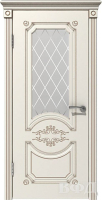 Межкомнатная дверь эмаль VFD Милана, остекленная, Ivory слоновая кость, патина капучино
