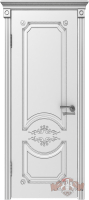 Межкомнатная дверь эмаль VFD Милана, глухая, Polar белый, патина серебро