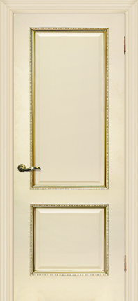 Межкомнатная дверь Мурано-1, глухая, магнолия, патина золото
