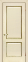 Межкомнатная дверь Мурано-1, глухая, магнолия, патина золото
