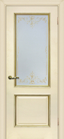 Межкомнатная дверь экошпон Мариам Мурано-1, остекленная, магнолия, патина золото
