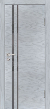 Межкомнатная дверь P-11, остекленная, с ABS кромкой, дуб скай серый, лакобель серый