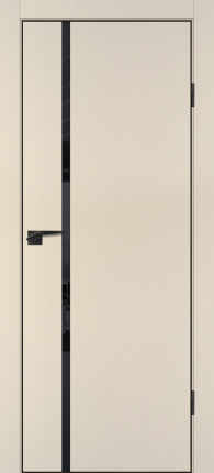 Межкомнатная дверь Profilo Porte ПЭТ P-22, остекленная LACOBEL черный, кромка ABS черная c 4-х ст. бежевый матовый
