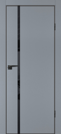 Межкомнатная дверь Profilo Porte ПЭТ P-22, остекленная LACOBEL черный, кромка ABS черная c 4-х ст. серый матовый