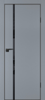 Межкомнатная дверь Profilo Porte ПЭТ P-22, остекленная LACOBEL черный, кромка ABS черная c 4-х ст. серый матовый