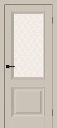 Межкомнатная дверь ПЭТ Bravo Классик-13 остекленная Cream Silk White Сrystal