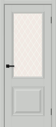 Межкомнатная дверь ПЭТ Bravo Классик-13 остекленная Grey Silk White Сrystal