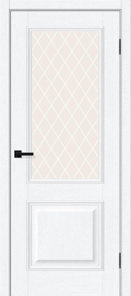 Межкомнатная дверь ПЭТ Bravo Классик-13 остекленная White Silkwood White Сrystal