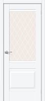 Межкомнатная дверь ПЭТ Bravo Прима-3 остекленная White Silk White Сrystal