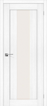 Межкомнатная дверь экошпон Bravo Порта-25 alu, остеклённая, Snow Veralinga