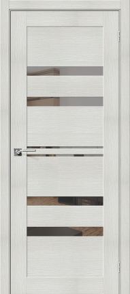 Межкомнатная дверь экошпон Bravo Порта-30, остеклённая, Bianco Veralinga, Mirox Grey