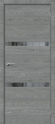 Межкомнатная дверь экошпон Bravo Порта-55 4AF, остекленная, West Skyline, Mirox Grey