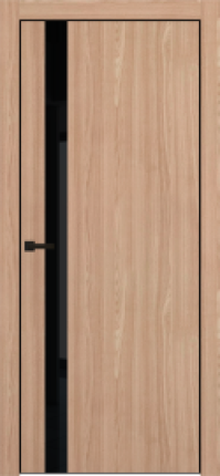 Межкомнатная дверь Portika Porta-51 4AВ алюминиевая кромка черная остекленная Natural Oak