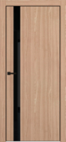 Межкомнатная дверь Portika Porta-51 4AВ алюминиевая кромка черная остекленная Natural Oak